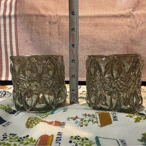 New Pottery Barn Sophia Metal Jeweled Votive Candleholders, S/2, Silver